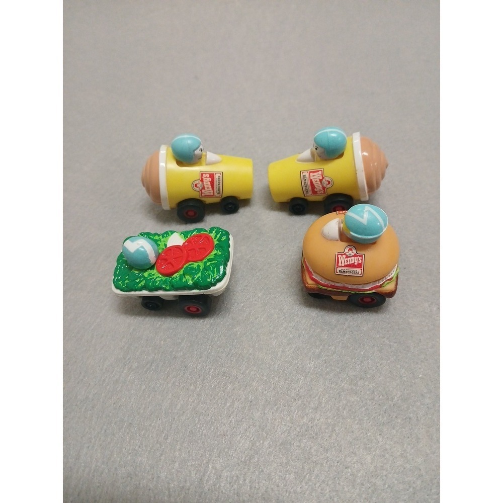 Wendy's Hamburger Kids Meal 1990 Toy Frosty on Wheels Car Vintage Lot Of 4